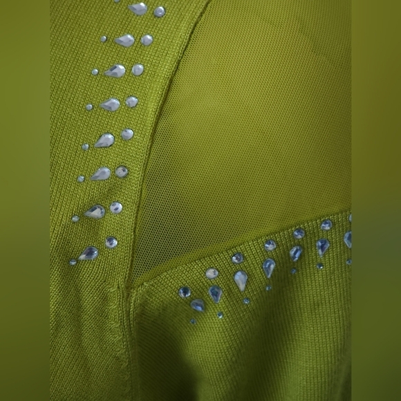 Embellished Mesh Paneled Knit Top - Picture 3 of 9